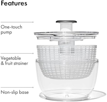 OXO Good Grips Salad Spinner | Lettuce Spinner | Fruit Washer | Fruit Washing Bowl with Strainer | Vegetable Cleaner | Salad Cleaner | Lettuce Washer | 6.22 Quart Capacity|B00004OCKR