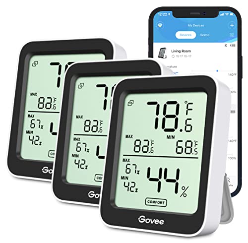 Govee Indoor Hygrometer Thermometer H5075 with Bluetooth App Control | Room Temperature Humidity Meter, 164ft Remote Monitor, Smart Alerts, 2 Years Data Storage Export, for Bedroom Wine Cellar|B0872V9WJ5