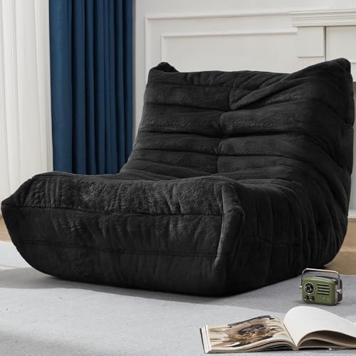 Hobestluk Large Bean Bag Chairs Sofa for Adults Giant BeanBag Couch Lounger | Ergonomic Design,Memory Foam,Washable Cover,Oversized Comfy Chaise Lounger Boneless Couch Living Room | Stripe Grey Large|B0DFB81517