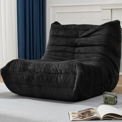 Hobestluk Large Bean Bag Chairs Sofa for Adults Giant BeanBag Couch Lounger | Ergonomic Design,Memory Foam,Washable Cover,Oversized Comfy Chaise Lounger Boneless Couch Living Room | Stripe Grey Large|B0DFB81517