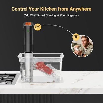 INKBIRD 2.4G Wifi Sous Vide Cooker ISV-200W, 1000W Sous Vide Machine, Remote Control Immersion Circulator with APP Recipes Timer Alarm Mobile Notification 3D Water Heating Ultra-Quiet|B08GKQFT6B