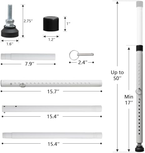 BeBecome Sliding Door Security Bar，17-50 inch Adjustable Patio Door Security bar with Rubber Tips Apartment Bedroom Bottom of Door Heavy Duty Interior White|B0CJ2XMLJ8