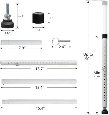 BeBecome Sliding Door Security Bar，17-50 inch Adjustable Patio Door Security bar with Rubber Tips Apartment Bedroom Bottom of Door Heavy Duty Interior White|B0CJ2XMLJ8