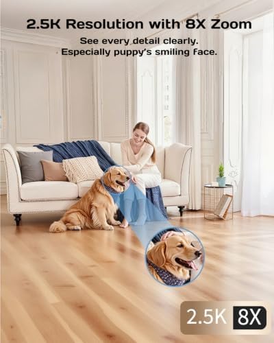 VIMTAG 2.5K 4MP Pan/Tilt Indoor Camera for Pet/Dog/Cat/Baby/Nanny/Home Security with Phone APP, Motion Tracking, Night Vision, 2-Way Audio, AI Detection, 5G/2.4GHz WiFi, Cloud & SD Card, Works w/Alexa|B09N91WMMJ