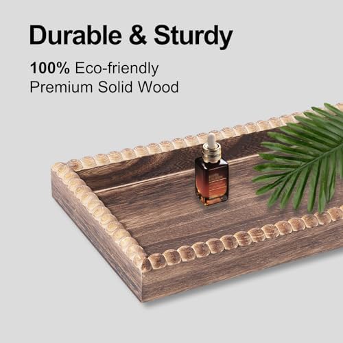 BDBDYEAY Bathroom Countertop Organizer, 2 Tier Vanity Organizer and Storage for Cosmetic Skincare Perfume, Wood Bead Storage Shelf for Bathroom Kitchen Coffee Station|B0CJPT1242
