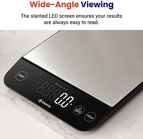 Etekcity 22lb Food Kitchen Scale, USB Rechargeable, IPX6 Waterproof | Digital scale with grams & ounces, 1g precision, 5 weight units, tare, ideal for baking, meal prep, Stainless Steel, Silver|B09HM2TN5Z