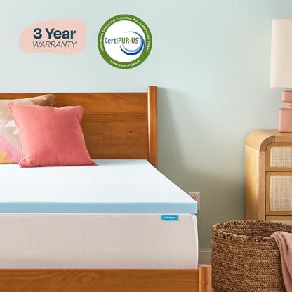 Linenspa Memory Foam Mattress Topper, Twin XL Size - 2 Inch Gel Infused Memory Foam - Plush Feel - Cooling and Pressure Relieving - CertiPUR Certified - Dorm Room Essentials|B01MTO43LV
