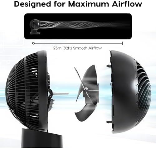 IRIS USA WOOZOO Air Circulator Fan with Remote, 8 Speeds, DC Motor, Black | 82ft Max Air Distance, 65° Tilt, Multi-Directional Oscillation, Ultra Quiet Desk Fan for Bedroom, Office, Dorm|B0DLJ2MDVX