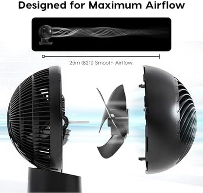 IRIS USA WOOZOO Air Circulator Fan with Remote, 8 Speeds, DC Motor, Black | 82ft Max Air Distance, 65° Tilt, Multi-Directional Oscillation, Ultra Quiet Desk Fan for Bedroom, Office, Dorm|B0DLJ2MDVX