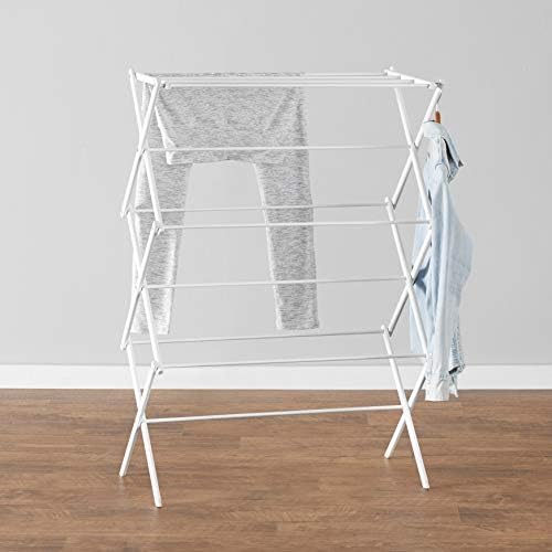 Amazon Basics Foldable Portable Clothes Drying Rack for Indoor Air Drying, Collapsible Design, 14.5" D x 29.5" W x 41.8" H, White|B00H7P1GPO