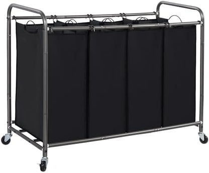 STORAGE MANIAC 3 Section Laundry Sorter, 35.6 Gal (135 L) Laundry Hamper Cart with Heavy Duty Rolling Lockable Wheels and Removable Bags, Clothes Organizer Basket Separator Hamper, Gray|B07X4F6R3T