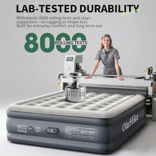 OlarHike Air Mattress Queen with Built in Pump, 18" H Blow up Bed, 700lb | Inflatable Mattress, Soft Airbed for Home and Guest, Colchones Inflables, Thicker PVC,10 Year Manufacturer Support|B0G5NY46MS