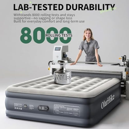 OlarHike Air Mattress Queen with Built in Pump, 18" H Blow up Bed, 700lb | Inflatable Mattress, Soft Airbed for Home and Guest, Colchones Inflables, Thicker PVC,10 Year Manufacturer Support|B0G5NY46MS