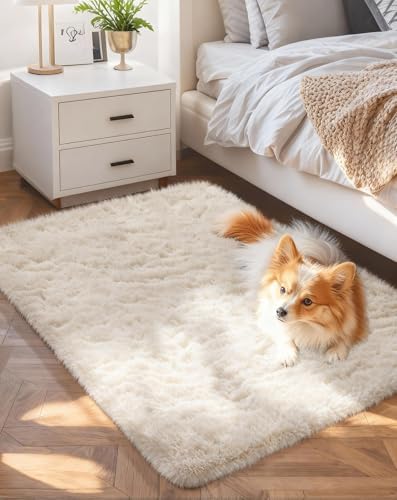 Ophanie Area Rugs for Living Room Bedroom, Washable Non-Slip Fluffy Soft Grey Shag Carpet, Indoor Floor Gray 4x6 Fuzzy Shaggy Living Room Plush Rug for Kids Home Dorm Decor Aesthetic|B0852WLH7M