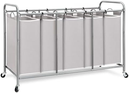 STORAGE MANIAC 3 Section Laundry Sorter, 35.6 Gal (135 L) Laundry Hamper Cart with Heavy Duty Rolling Lockable Wheels and Removable Bags, Clothes Organizer Basket Separator Hamper, Gray|B07X4F6R3T