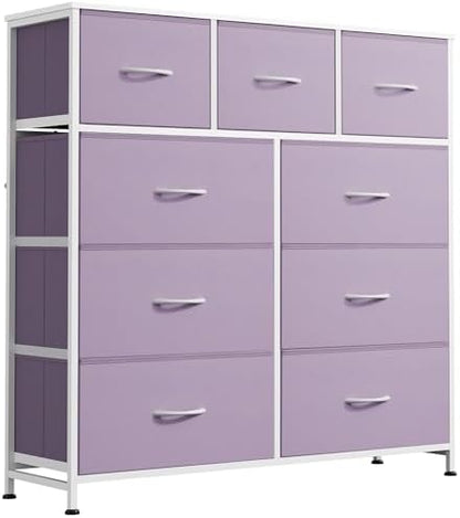 WLIVE Tall Dresser for Bedroom, 9 Drawer Chest of Drawers, Rustic Brown | 9 roomy fabric drawers, Tall storage design, Bedroom or closet use, Sturdy steel frame, Smooth wood tabletop|B095PF22B8