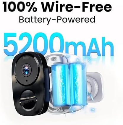 2026 Upgraded 2K Security Cameras Wireless Outdoor, Free Cloud Storage, 1-6 Months Battery Life, Waterproof, 2-Way Talk, AI Motion Detection Spotlight Siren Alarm Cameras for Home Security|B0DXDVNM8P