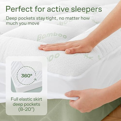 Niagara Sleep Solution Ultra Soft & Cooling Mattress Topper - Full Size | Rayon Derived from Bamboo, Pillow Top Mattress Pad, 20" Deep Pocket, Back Pain Relief, Perfect for Hot Sleepers, Green|B07JQSWJJS