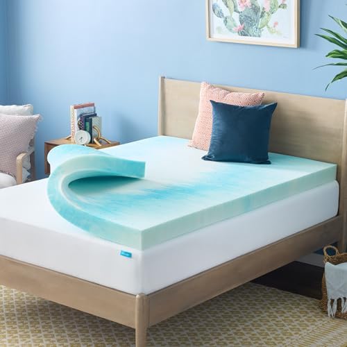 Linenspa Memory Foam Mattress Topper, Twin XL Size - 2 Inch Gel Infused Memory Foam - Plush Feel - Cooling and Pressure Relieving - CertiPUR Certified - Dorm Room Essentials|B01MTO43LV