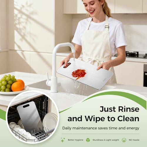 Titanium Cutting Board Set of 3, 100% Double-Sided Titanium Cutting Boards for Kitchen, Dishwasher Safe Non-Toxic Chopping Boards for Meat, Vegetables, Fruits, Raw and Cooked Food Prep (M+L+XL）|B0GBVK8Y79