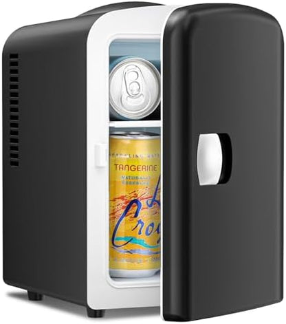 Antarctic Star Compact Refrigerator, Portable Mini Fridge, Skin Care 4L Capacity/6 Cans, for Bedroom, Car, Office & Dorm, Small Cooler for Cosmetics, Beverage and Food, Black|B0CR18625V