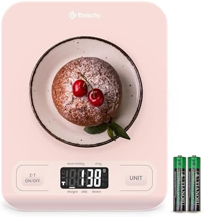 Etekcity 22lb Food Kitchen Scale, USB Rechargeable, IPX6 Waterproof | Digital scale with grams & ounces, 1g precision, 5 weight units, tare, ideal for baking, meal prep, Stainless Steel, Silver|B09HM2TN5Z
