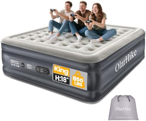 OlarHike Air Mattress Queen with Built in Pump, 18" H Blow up Bed, 700lb | Inflatable Mattress, Soft Airbed for Home and Guest, Colchones Inflables, Thicker PVC,10 Year Manufacturer Support|B0G5NY46MS