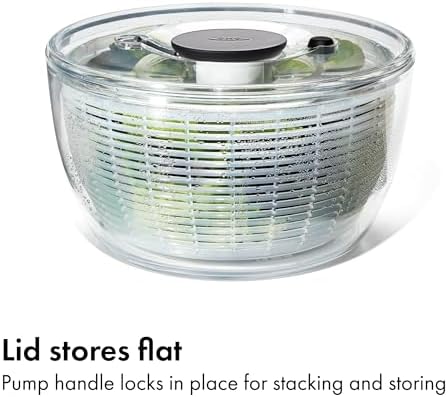 OXO Good Grips Salad Spinner | Lettuce Spinner | Fruit Washer | Fruit Washing Bowl with Strainer | Vegetable Cleaner | Salad Cleaner | Lettuce Washer | 6.22 Quart Capacity|B00004OCKR