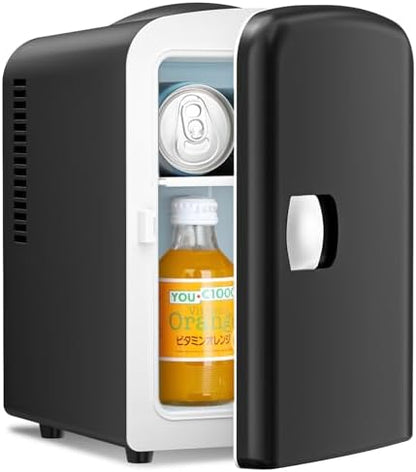 Antarctic Star Compact Refrigerator, Portable Mini Fridge, Skin Care 4L Capacity/6 Cans, for Bedroom, Car, Office & Dorm, Small Cooler for Cosmetics, Beverage and Food, Black|B0CR18625V