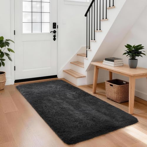 Ophanie Area Rugs for Living Room Bedroom, Washable Non-Slip Fluffy Soft Grey Shag Carpet, Indoor Floor Gray 4x6 Fuzzy Shaggy Living Room Plush Rug for Kids Home Dorm Decor Aesthetic|B0852WLH7M