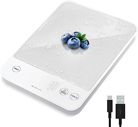 Etekcity 22lb Food Kitchen Scale, USB Rechargeable, IPX6 Waterproof | Digital scale with grams & ounces, 1g precision, 5 weight units, tare, ideal for baking, meal prep, Stainless Steel, Silver|B09HM2TN5Z