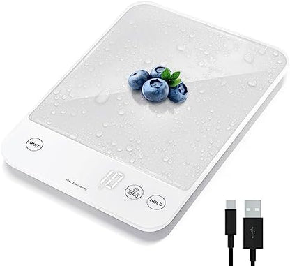 Etekcity 22lb Food Kitchen Scale, USB Rechargeable, IPX6 Waterproof | Digital scale with grams & ounces, 1g precision, 5 weight units, tare, ideal for baking, meal prep, Stainless Steel, Silver|B09HM2TN5Z