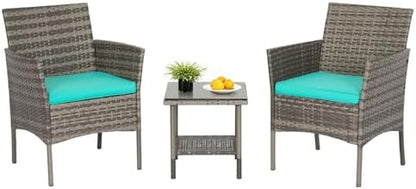 FDW 4-Piece Patio Furniture Set | Black | Outdoor Wicker Furniture | with Coffee Table | Modern Rattan Chairs Conversation Set | Outdoor Seating | Weather-Resistant | for Porch, Garden, Lawn|B07NZNZXMV
