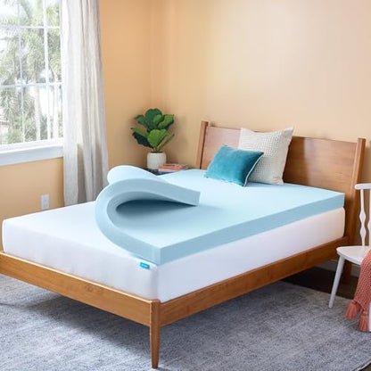 Linenspa Memory Foam Mattress Topper, Twin XL Size - 2 Inch Gel Infused Memory Foam - Plush Feel - Cooling and Pressure Relieving - CertiPUR Certified - Dorm Room Essentials|B01MTO43LV