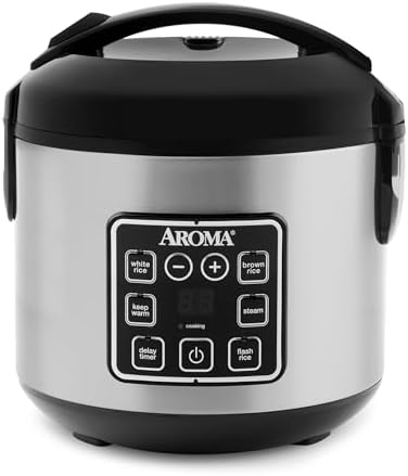AROMA Digital Rice Cooker, 4-Cup (Uncooked) / 8-Cup (Cooked), Steamer, Grain Cooker, Multicooker, 2 Qt, Stainless Steel Exterior, ARC-914SBD|B007WQ9YNO