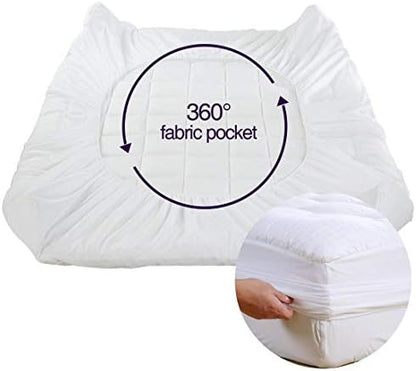 EASELAND Queen Size Mattress Pad Cotton Pillow Top Mattress Topper White | Cooling Mattress Cover Cotton Top,8-21" Deep Pocket Protector,60x80 Inches,Boxing Quilted & Machine Washable|B073ZY6XH3