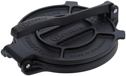 Victoria 8 Inches Cast Iron Tortilla Press, Roti Maker and Tortilladora, Pataconera Seasoned with Flaxseed Oil, Made in Colombia, Traditional Style, Black | Pataconera, Seasoned with Flaxseed Oil, Made in Colombia, Traditional Style, Black|B00HWEIKZO