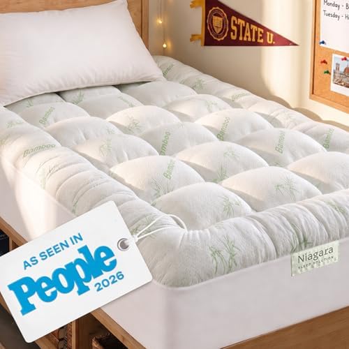 Niagara Sleep Solution Ultra Soft & Cooling Mattress Topper - Full Size | Rayon Derived from Bamboo, Pillow Top Mattress Pad, 20" Deep Pocket, Back Pain Relief, Perfect for Hot Sleepers, Green|B07JQSWJJS
