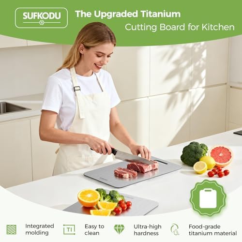 Titanium Cutting Board Set of 3, 100% Double-Sided Titanium Cutting Boards for Kitchen, Dishwasher Safe Non-Toxic Chopping Boards for Meat, Vegetables, Fruits, Raw and Cooked Food Prep (M+L+XL）|B0GBVK8Y79