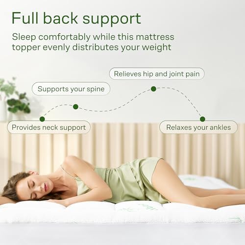 Niagara Sleep Solution Ultra Soft & Cooling Mattress Topper - Full Size | Rayon Derived from Bamboo, Pillow Top Mattress Pad, 20" Deep Pocket, Back Pain Relief, Perfect for Hot Sleepers, Green|B07JQSWJJS