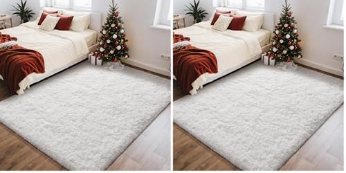 Ophanie Area Rugs for Living Room Bedroom, Washable Non-Slip Fluffy Soft Grey Shag Carpet, Indoor Floor Gray 4x6 Fuzzy Shaggy Living Room Plush Rug for Kids Home Dorm Decor Aesthetic|B0852WLH7M