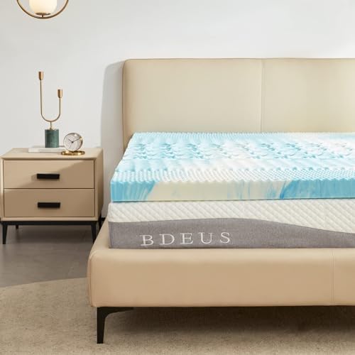 SINWEEK 2 Inch Mattress Topper 5-Zone Memory Foam Mattress Topper Pressure Relief Soft Mattress Pad, CertiPUR-US Certified, Twin Size Blue|B09C7VJGD4