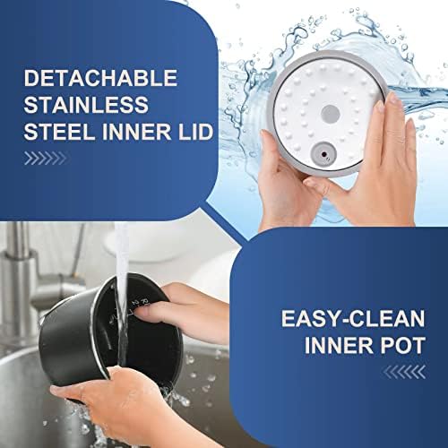 Bear Mini Rice Cooker, 2-Cup Uncooked, Nonstick, Keep Warm, BPA Free, Blue | Portable 1.2L nonstick small rice cooker for travel, dorm, single serve, One-touch operation, Removable pot, Auto keep warm|B0B1PFJKSY