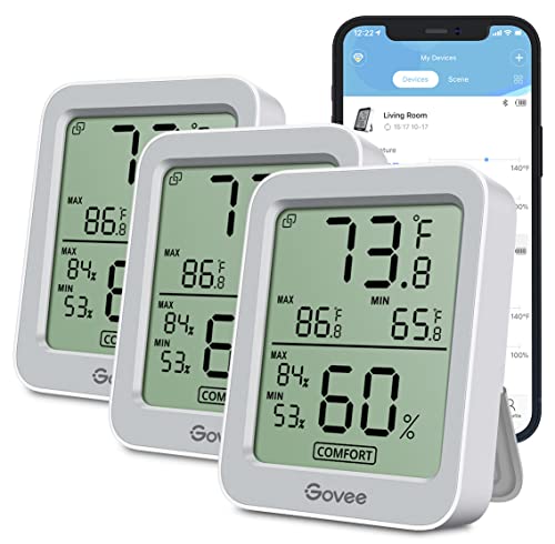 Govee Indoor Hygrometer Thermometer H5075 with Bluetooth App Control | Room Temperature Humidity Meter, 164ft Remote Monitor, Smart Alerts, 2 Years Data Storage Export, for Bedroom Wine Cellar|B0872V9WJ5
