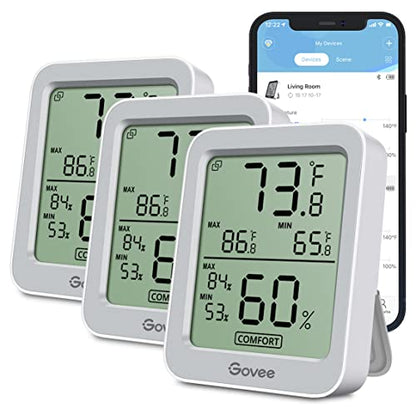Govee Indoor Hygrometer Thermometer H5075 with Bluetooth App Control | Room Temperature Humidity Meter, 164ft Remote Monitor, Smart Alerts, 2 Years Data Storage Export, for Bedroom Wine Cellar|B0872V9WJ5