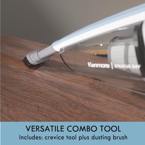Kenmore DS1020 16V Cordless Stick Vacuum Lightweight 2-in-1 Handheld | LED Headlight with 2-Speed Power Control for Hardwood Floor, Carpet & Pet Hair, Gray-Blue|B0CKX1DZD6