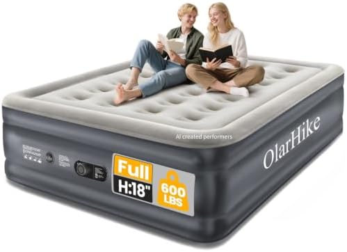 OlarHike Air Mattress Queen with Built in Pump, 18" H Blow up Bed, 700lb | Inflatable Mattress, Soft Airbed for Home and Guest, Colchones Inflables, Thicker PVC,10 Year Manufacturer Support|B0G5NY46MS