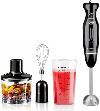 OVENTE Electric Corded Hand Blender, 300W with 2 Mixing Speeds Black HS560B | Handheld Immersion Stick Mixer with Stainless Steel Blades for Smoothies, Purees & Baby Food|B076MJSRRC
