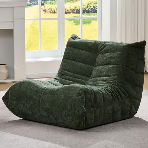 Hobestluk Large Bean Bag Chairs Sofa for Adults Giant BeanBag Couch Lounger | Ergonomic Design,Memory Foam,Washable Cover,Oversized Comfy Chaise Lounger Boneless Couch Living Room | Stripe Grey Large|B0DFB81517
