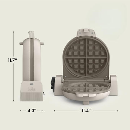 bella Flip-n-Store Waffle Maker with EverGood™ Ceramic Nonstick Coating, Fits-anywhere™ Kitchenware, Power Indicator Light, Cool Touch Handle & Cord Wrap, 7” Wide & 1" Deep Plates, 1000 Watt, Oatmilk|B0CYHZFMFX